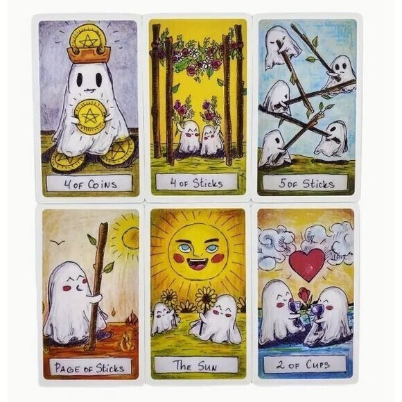 Adorable Ghost Tarot Deck Funny Cute Oracle Cards Halloween Fortune Telling - Picture 5 of 6